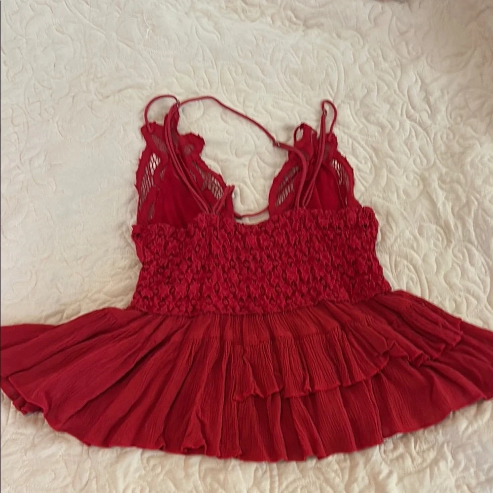 Free people red lace top - Picture 2 of 3